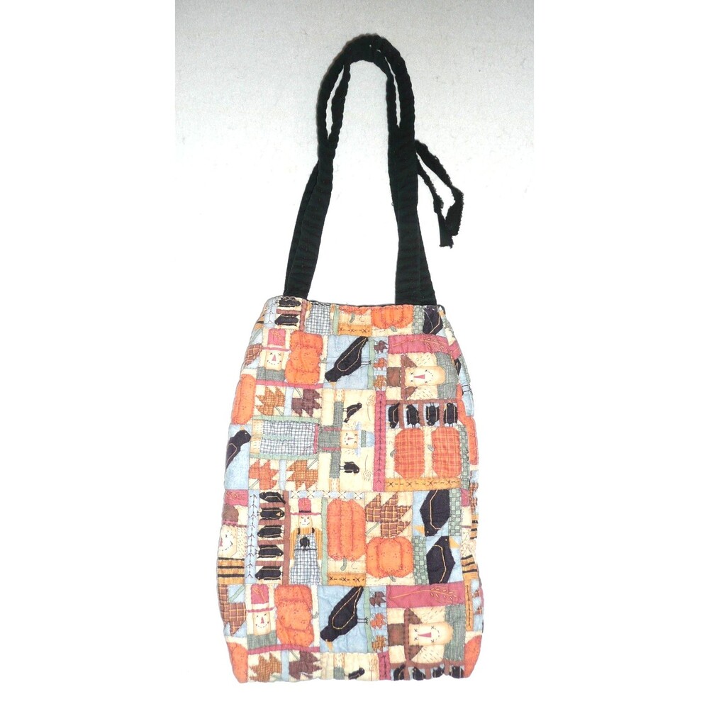 Handmade Quilted Bag Purse Halloween Harvest Thanksgiving Hobo Boho Folk Art